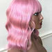 Dusty Rose Pink Wavy Bob Wig with Bangs-Rosette